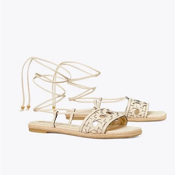 NEW TORY BURCH WOMEN’S BASKET-WEAVE ESPADRILLE SHOES SIZE 9M - Picture 3 of 4